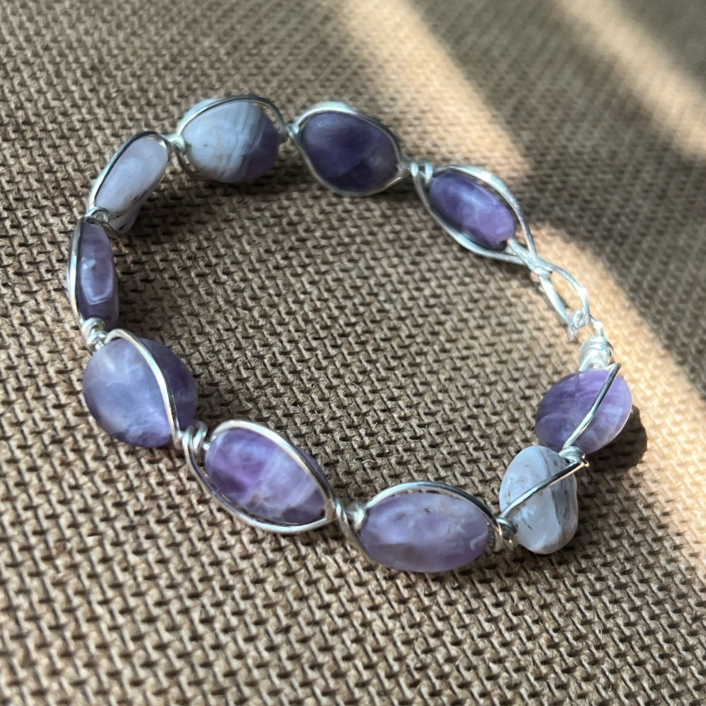 Purple Stone Silver Bracelet